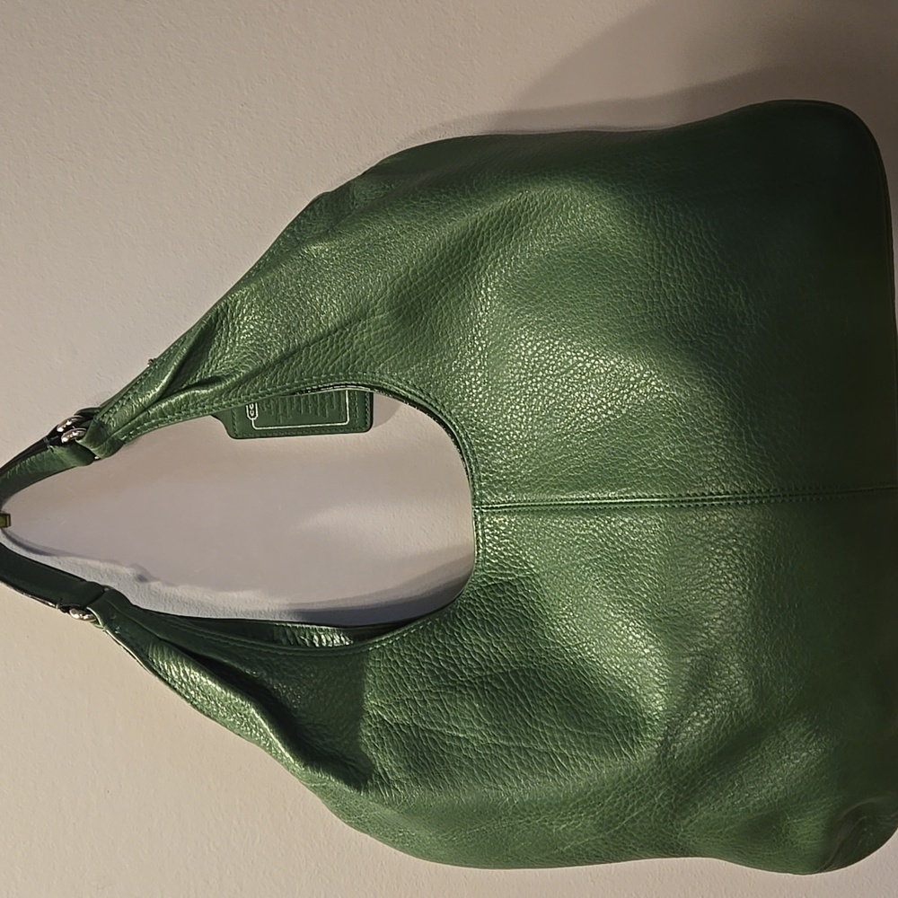 Coach Vintage "Julia" Green Pebble Leather Hobo Bag RARE - Picture 5 of 10